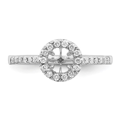 14k White Gold Halo (Holds 1/2 carat (5.2mm) Round Center) 1/4 carat Diamond Semi-mount Engagement Ring