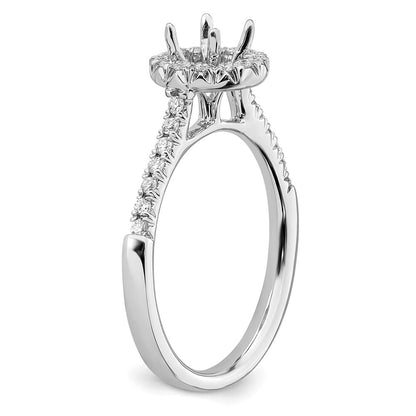 14k White Gold Halo (Holds 1/2 carat (5.2mm) Round Center) 1/4 carat Diamond Semi-mount Engagement Ring