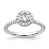 14k White Gold 3/4 carat Lab Grown Diamond VS/SI+ G+ Round Complete Size 7 Halo Engagement Ring
