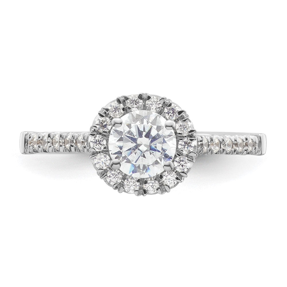 14k White Gold Halo (Holds 3/4 carat (5.7mm) Round Center) 1/3 carat Diamond Semi-mount Engagement Ring