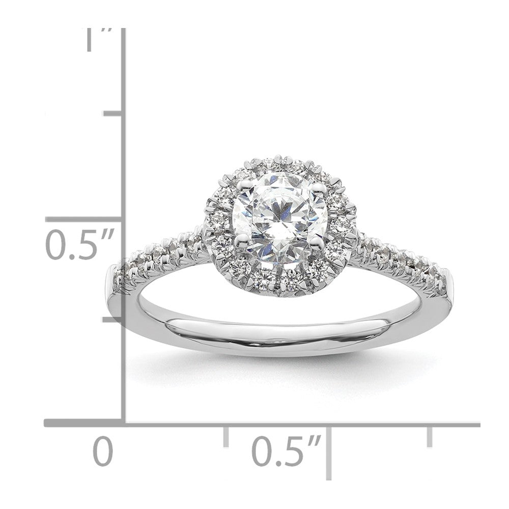 14k White Gold Halo (Holds 3/4 carat (5.7mm) Round Center) 1/3 carat Diamond Semi-mount Engagement Ring