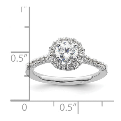 14k White Gold Halo (Holds 3/4 carat (5.7mm) Round Center) 1/3 carat Diamond Semi-mount Engagement Ring