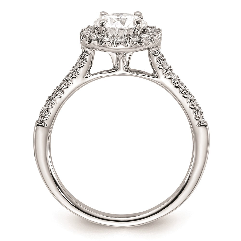 14k White Gold Halo (Holds 2 carat (8mm) Round Center) 1/2 carat Diamond Semi-mount Engagement Ring