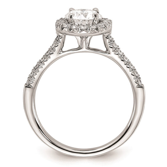 14k White Gold Halo (Holds 2 carat (8mm) Round Center) 1/2 carat Diamond Semi-mount Engagement Ring