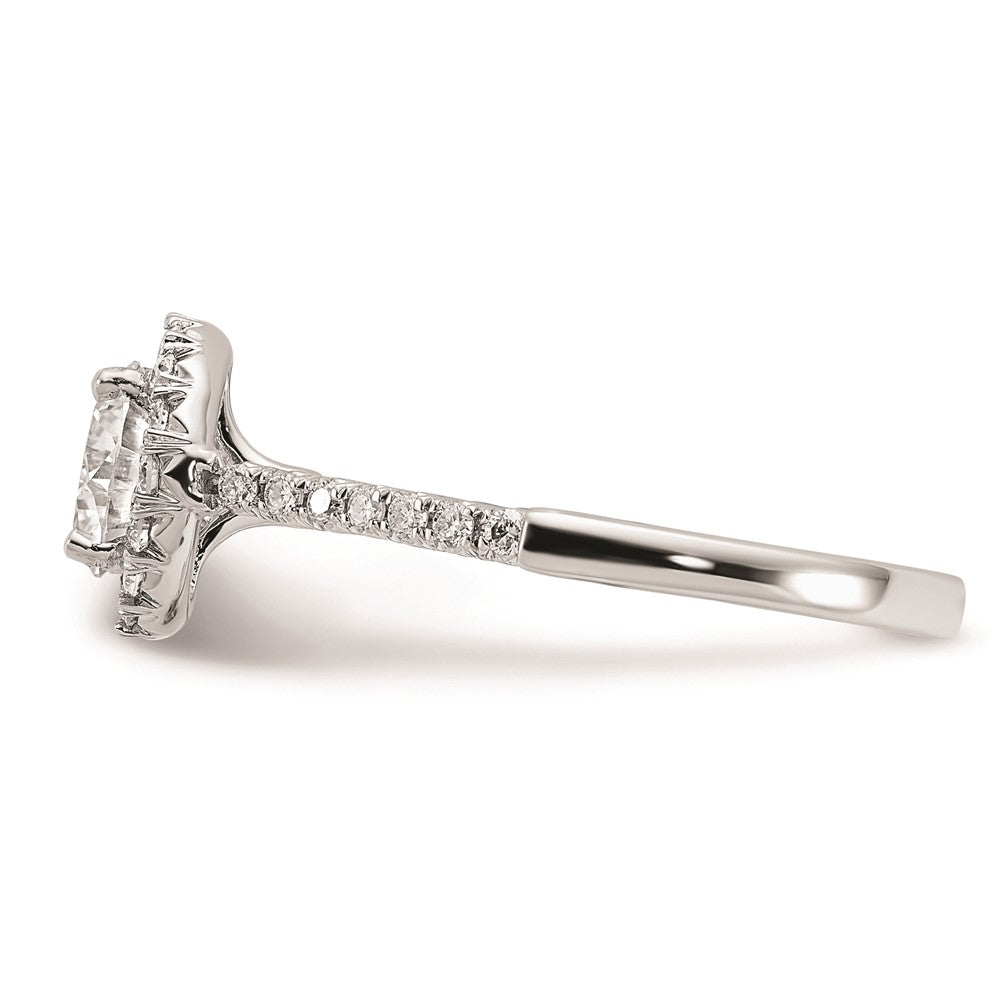 14k White Gold Halo (Holds 2 carat (8mm) Round Center) 1/2 carat Diamond Semi-mount Engagement Ring