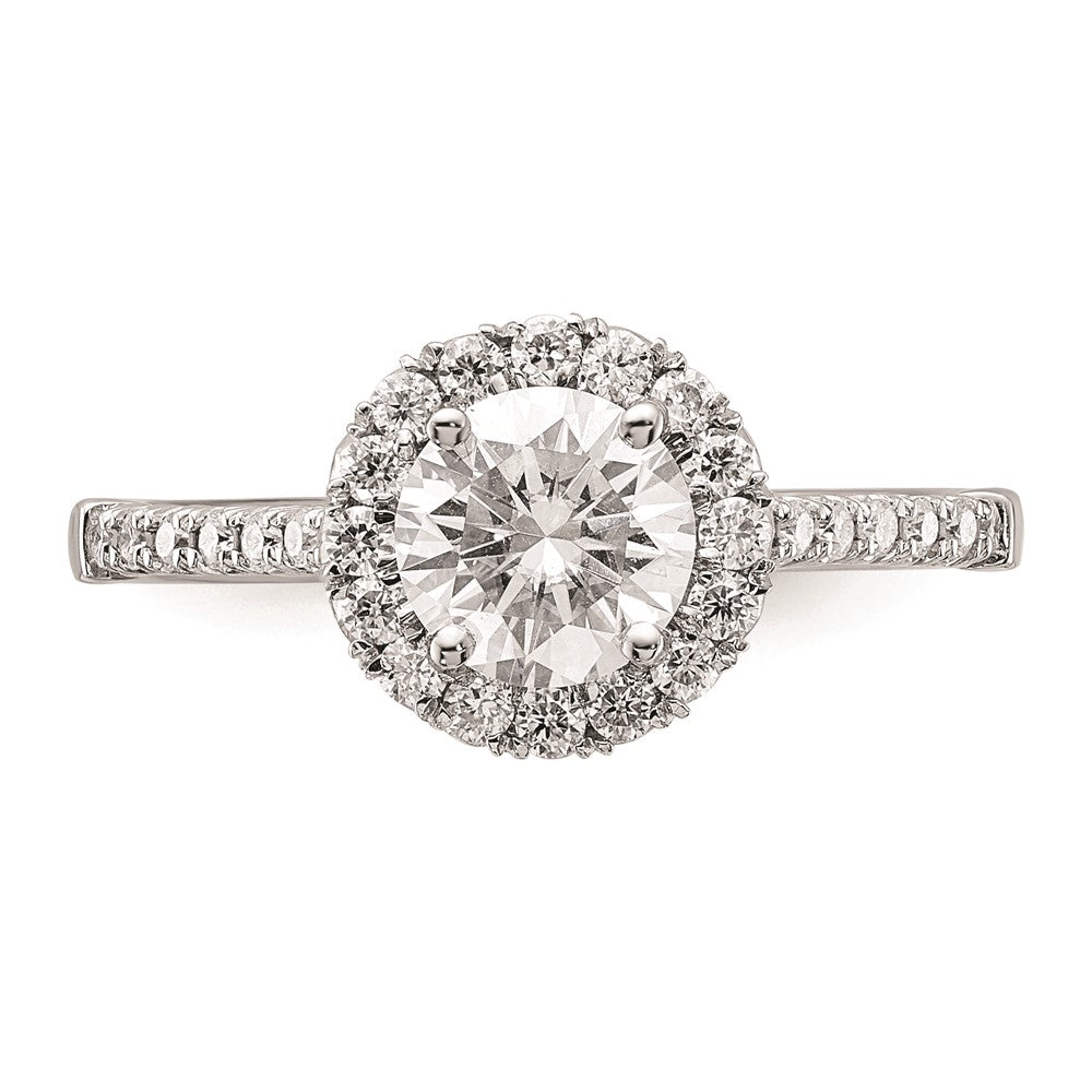 14k White Gold Halo (Holds 2 carat (8mm) Round Center) 1/2 carat Diamond Semi-mount Engagement Ring
