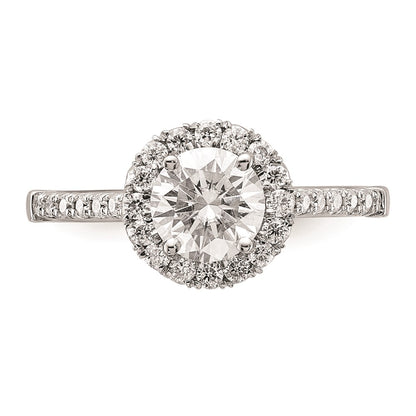 14k White Gold Halo (Holds 2 carat (8mm) Round Center) 1/2 carat Diamond Semi-mount Engagement Ring