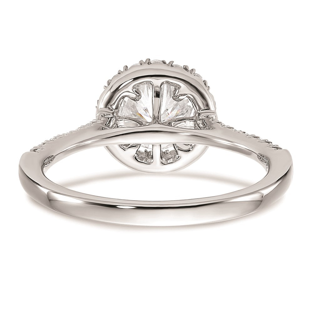 14k White Gold Halo (Holds 2 carat (8mm) Round Center) 1/2 carat Diamond Semi-mount Engagement Ring