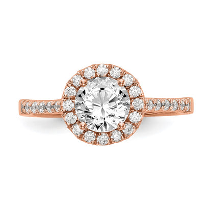 14k Rose Gold 1/3 carat Lab Grown Diamond VS/SI+ G+ 1 carat Center Round Semi Mount Engagement Ring