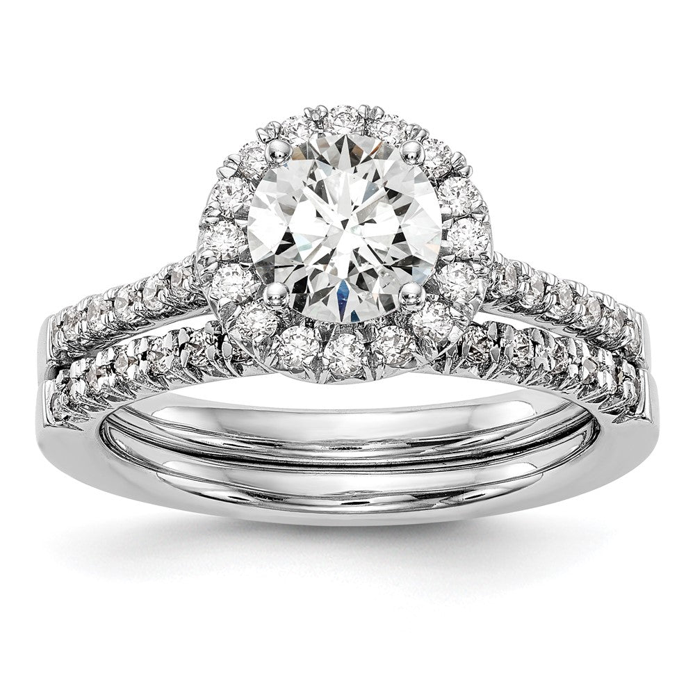 14k White Gold 1/3 carat Lab Grown Diamond VS/SI+ G+ 1 carat Center Round Semi Mount Engagement Ring