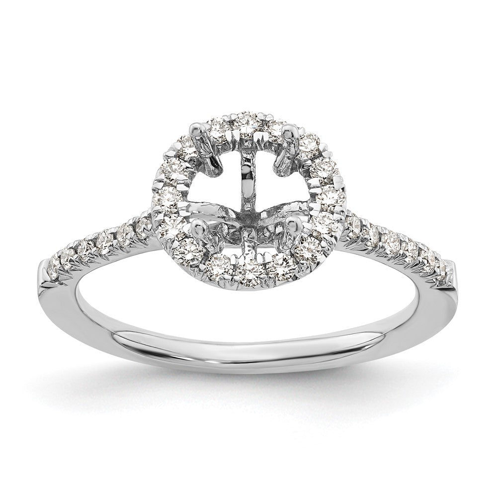 14k White Gold 1/3 carat Lab Grown Diamond VS/SI+ G+ 1 carat Center Round Semi Mount Engagement Ring