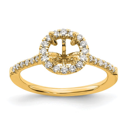 14k Round Halo Diamond Semi-mount Engagement Ring