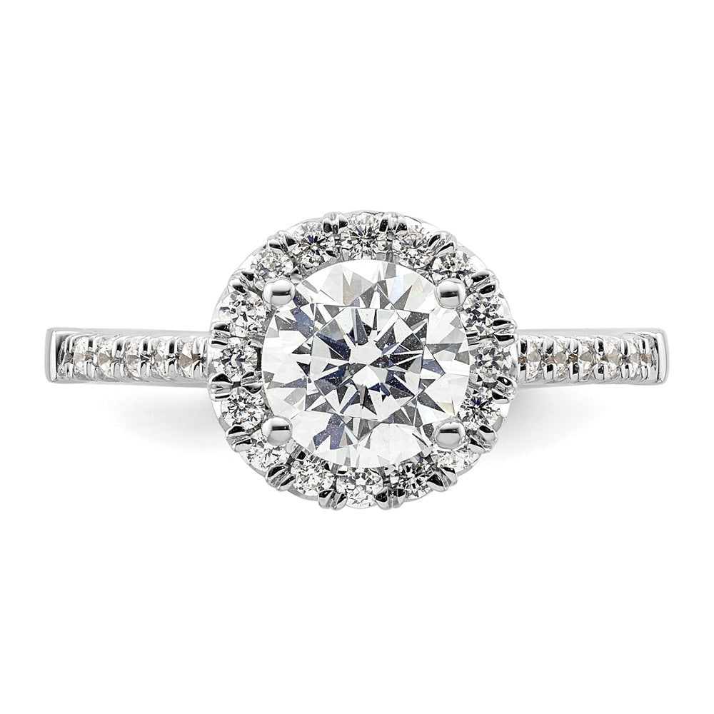 14k White Gold Halo (Holds 1.25 carat (7mm) Round Center) 3/8 carat Diamond Semi-mount Engagement Ring