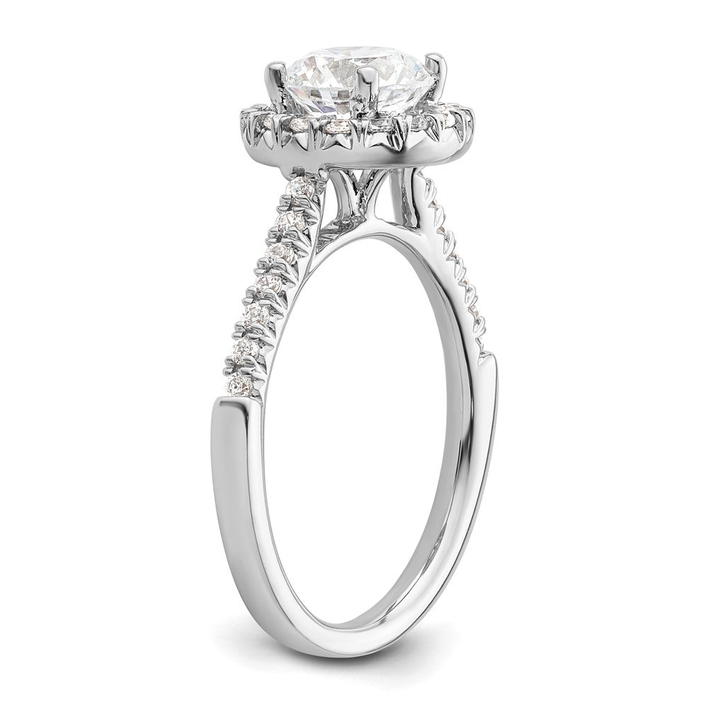 14k White Gold Halo (Holds 1.25 carat (7mm) Round Center) 3/8 carat Diamond Semi-mount Engagement Ring