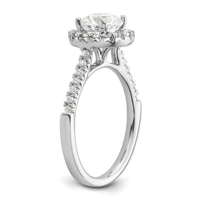 14k White Gold Halo (Holds 1.25 carat (7mm) Round Center) 3/8 carat Diamond Semi-mount Engagement Ring