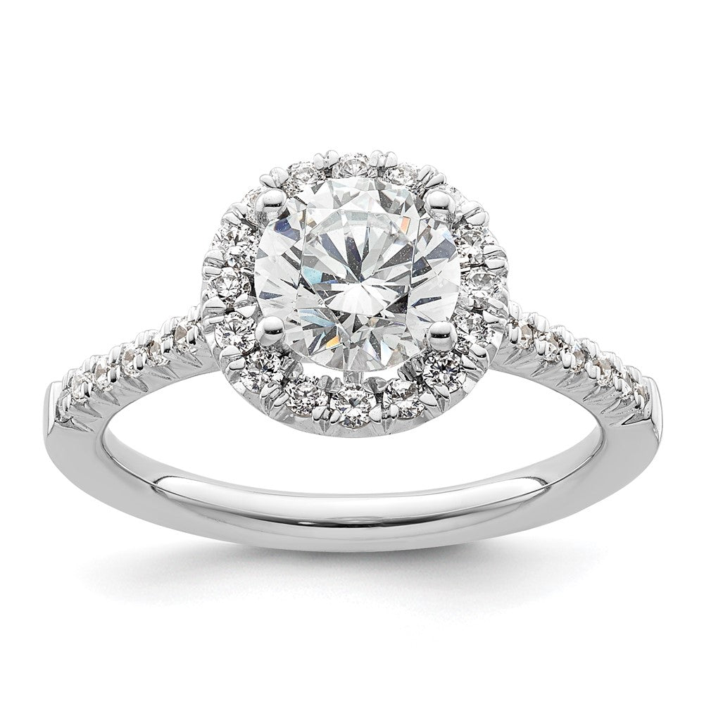 14k White Gold Halo (Holds 1.25 carat (7mm) Round Center) 3/8 carat Diamond Semi-mount Engagement Ring