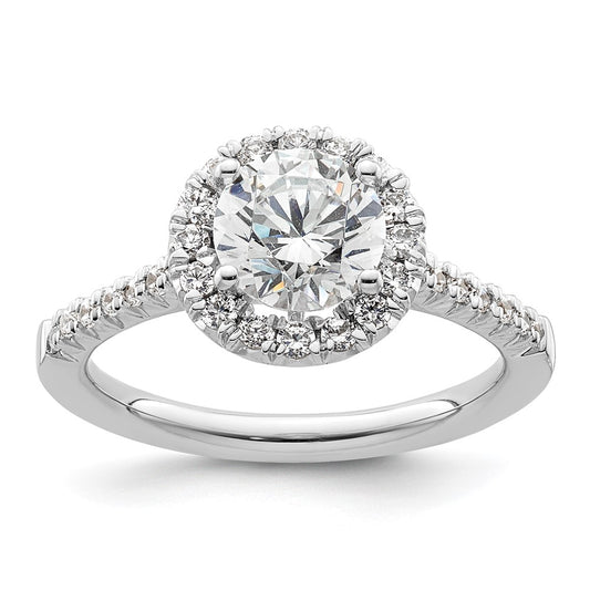 14k White Gold Halo (Holds 1.25 carat (7mm) Round Center) 3/8 carat Diamond Semi-mount Engagement Ring