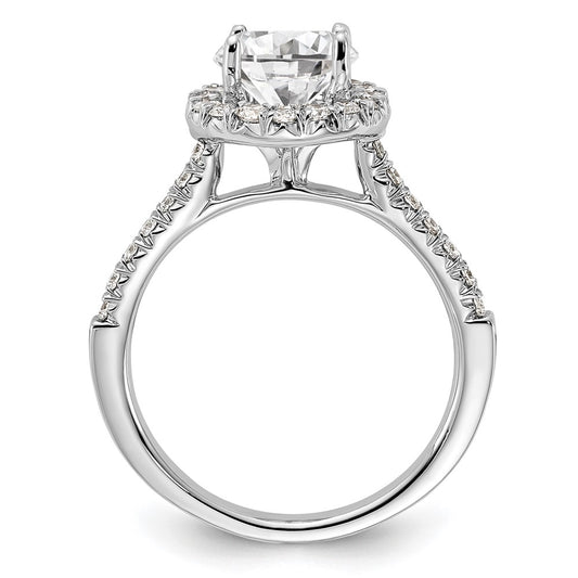14k White Gold Halo (Holds 1.5 carat (7.3mm) Round Center) 1/2 carat Diamond Semi-mount Engagement Ring