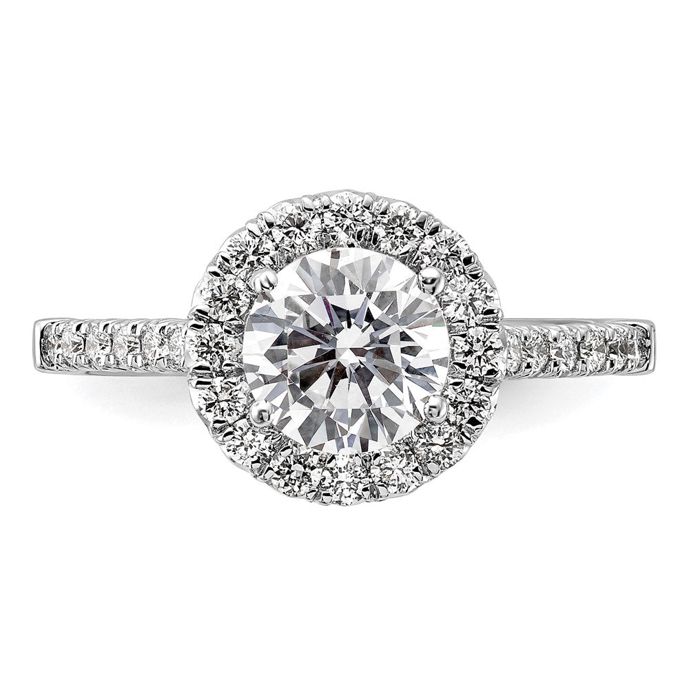 14k White Gold Halo (Holds 1.5 carat (7.3mm) Round Center) 1/2 carat Diamond Semi-mount Engagement Ring