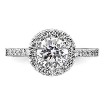 14k White Gold Halo (Holds 1.5 carat (7.3mm) Round Center) 1/2 carat Diamond Semi-mount Engagement Ring