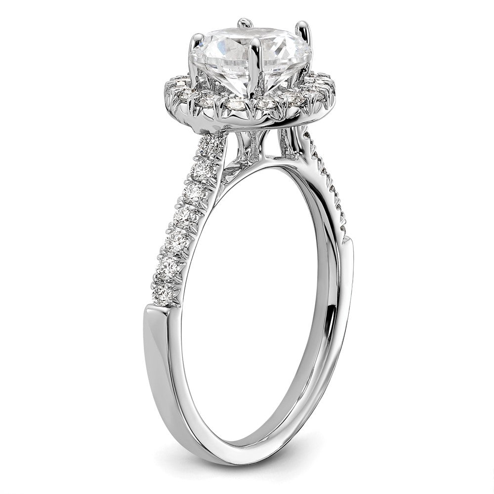 14k White Gold Halo (Holds 1.5 carat (7.3mm) Round Center) 1/2 carat Diamond Semi-mount Engagement Ring