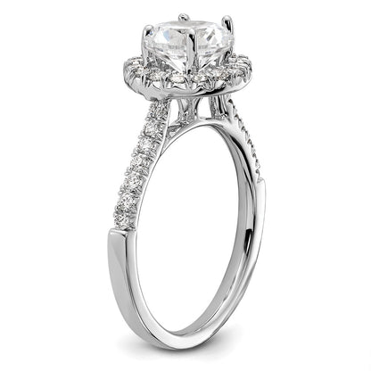 True Origin 14K White Gold 1/2 carat Lab Grown Diamond VS+ F+ Semi-Mount Round Halo Engagement Ring