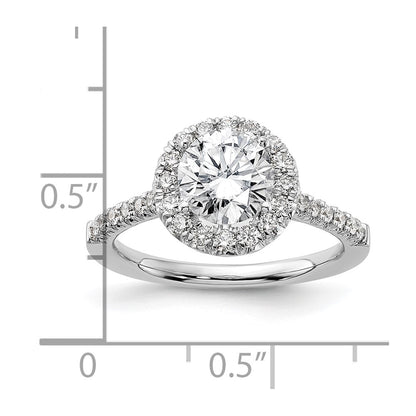 14k White Gold Halo (Holds 1.5 carat (7.3mm) Round Center) 1/2 carat Diamond Semi-mount Engagement Ring