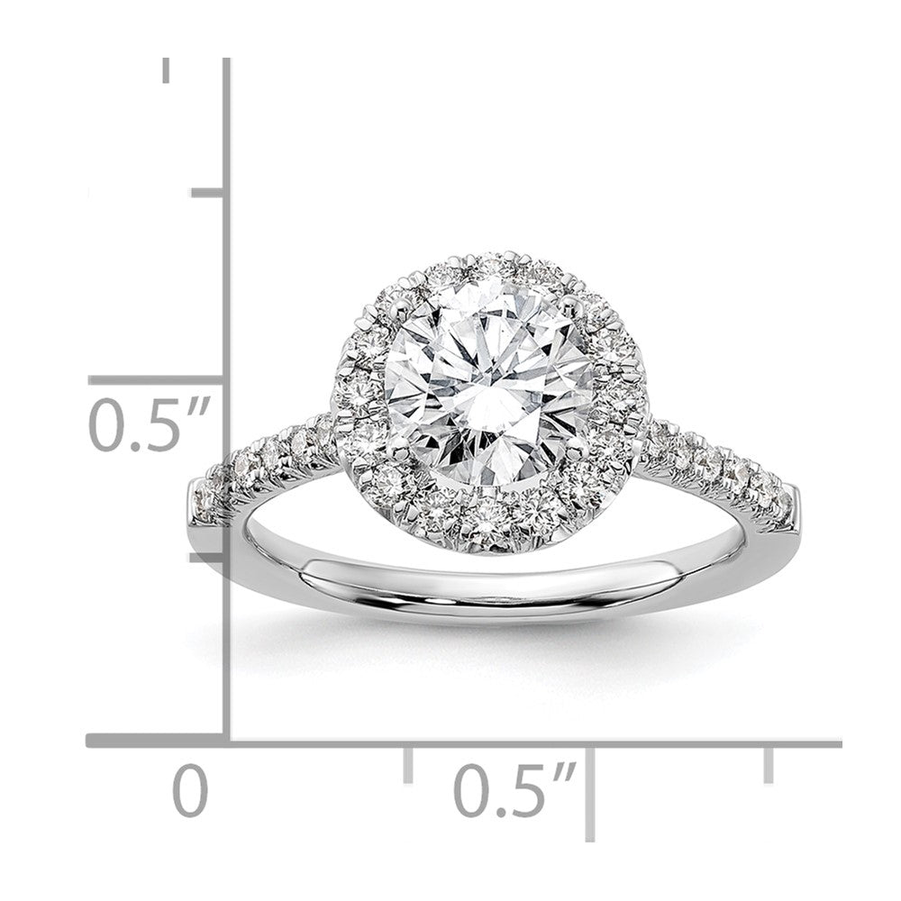 True Origin 14K White Gold 1/2 carat Lab Grown Diamond VS+ F+ Semi-Mount Round Halo Engagement Ring