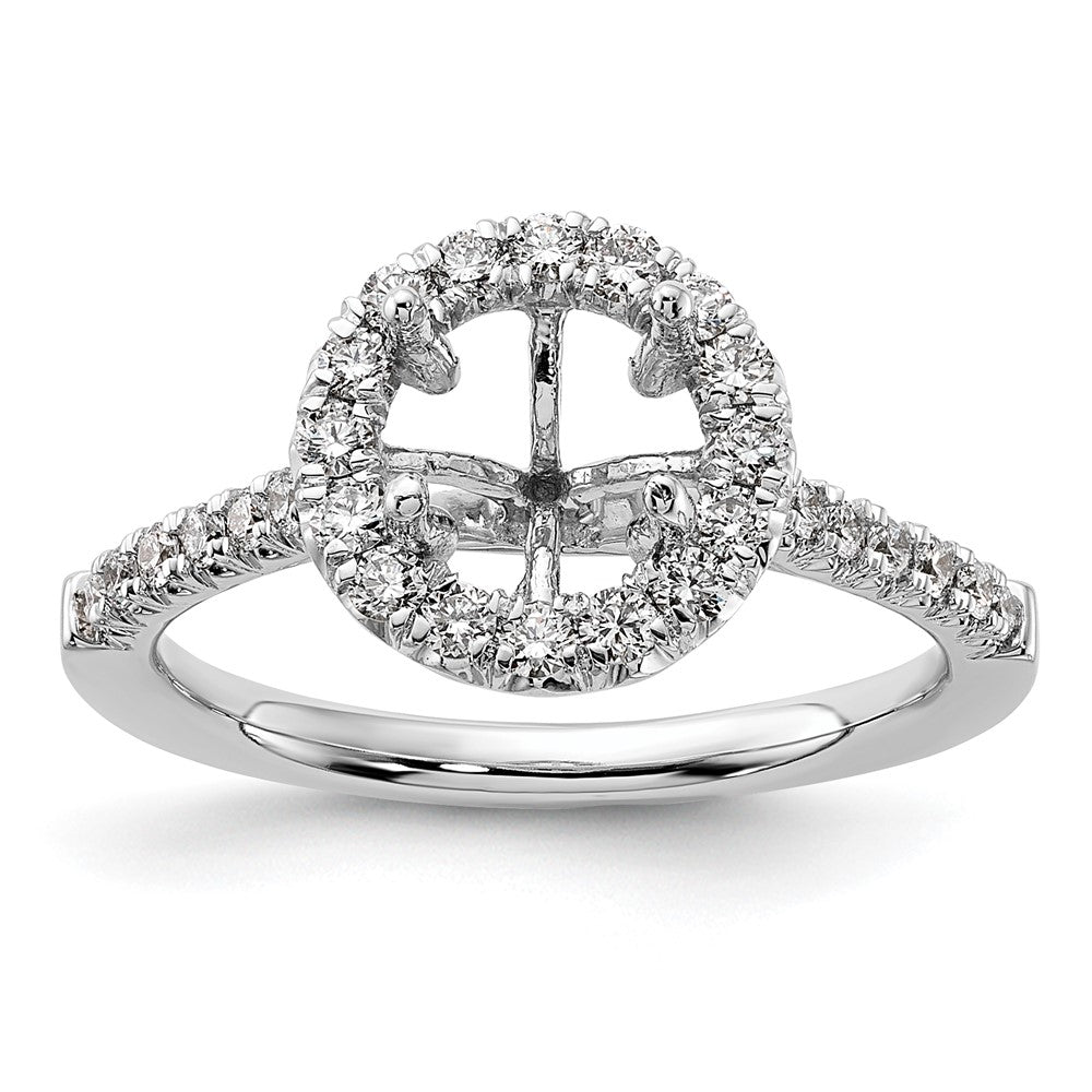 14k White Gold Halo (Holds 1.5 carat (7.3mm) Round Center) 1/2 carat Diamond Semi-mount Engagement Ring