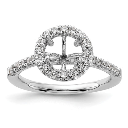 14k White Gold Halo (Holds 1.5 carat (7.3mm) Round Center) 1/2 carat Diamond Semi-mount Engagement Ring