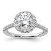 14k White Gold Halo (Holds 1.5 carat (7.3mm) Round Center) 1/2 carat Diamond Semi-mount Engagement Ring