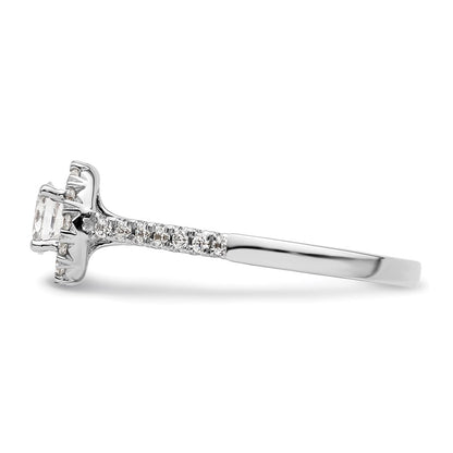 14k White Gold Halo (Holds 1/3 carat (5x4mm) Oval Center) 1/4 carat Diamond Semi-mount Engagement Ring