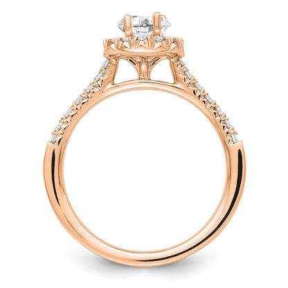 14k Rose Gold 1/3 carat Lab Grown Diamond VS/SI+ G+ 1/2 carat Center Oval Semi Mount Halo Engagement Ring