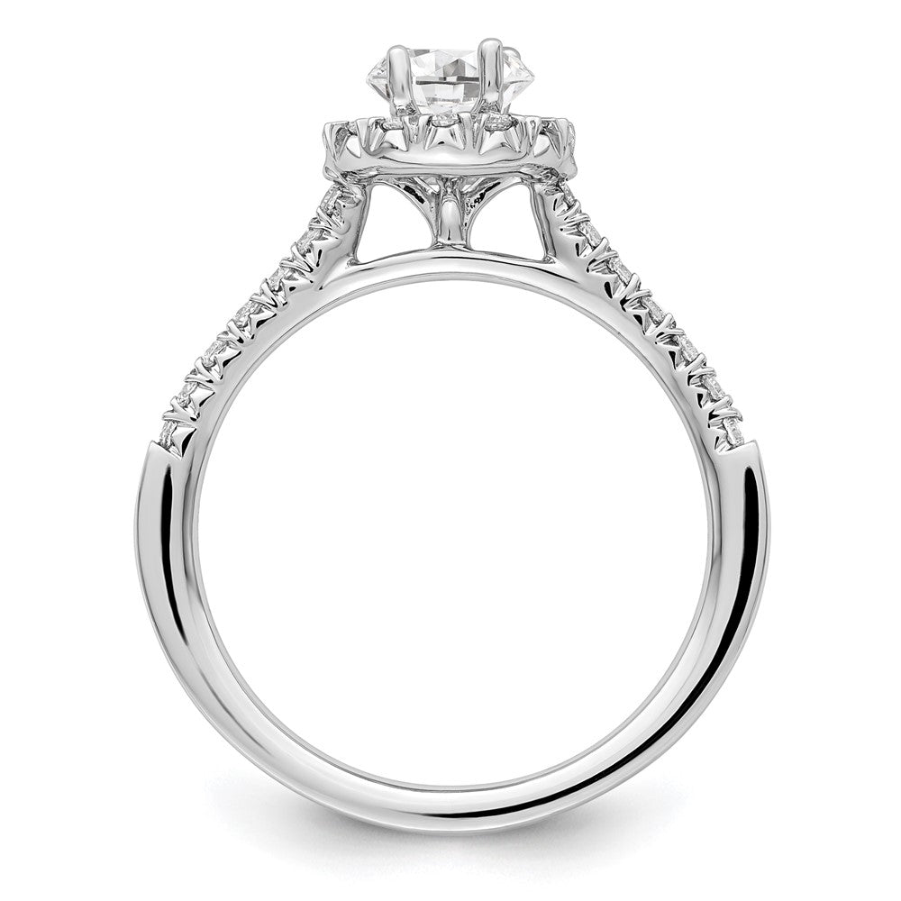 14k White Gold 1/3 carat Lab Grown Diamond VS/SI+ G+ 1/2 carat Center Oval Semi Mount Halo Engagement Ring