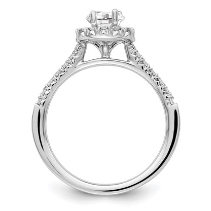 14k White Gold 1/3 carat Lab Grown Diamond VS/SI+ G+ 1/2 carat Center Oval Semi Mount Halo Engagement Ring
