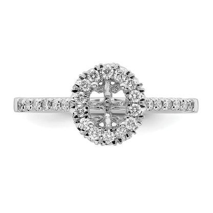 14k White Gold 1/3 carat Lab Grown Diamond VS/SI+ G+ 1/2 carat Center Oval Semi Mount Halo Engagement Ring