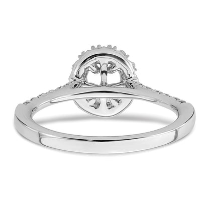 14k White Gold 1/3 carat Lab Grown Diamond VS/SI+ G+ 1/2 carat Center Oval Semi Mount Halo Engagement Ring