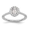 True Origin 14k White Gold 1/3 carat Lab Grown Diamond VS/SI+ G+ 1/2 carat Center Oval Semi Mount Halo Engagement Ring