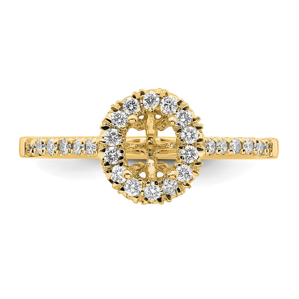 14k 1/3 carat Lab Grown Diamond VS/SI+ G+ 1/2 carat Center Oval Semi Mount Halo Engagement Ring