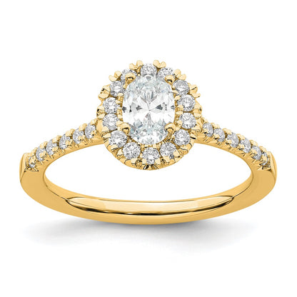 14k 1/3 carat Lab Grown Diamond VS/SI+ G+ 1/2 carat Center Oval Semi Mount Halo Engagement Ring