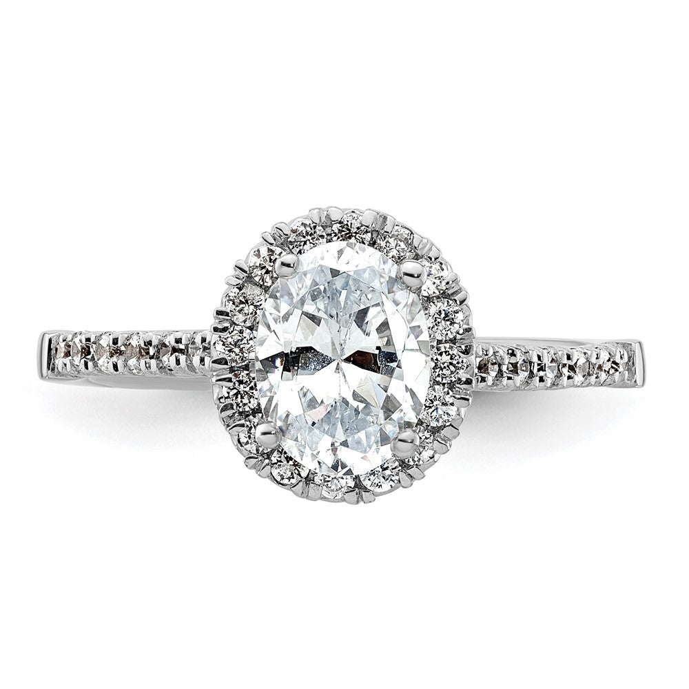 14k White Gold Halo (Holds 3/4 carat (7.5x5.4mm) Oval Center) 1/3 carat Diamond Semi-mount Engagement Ring