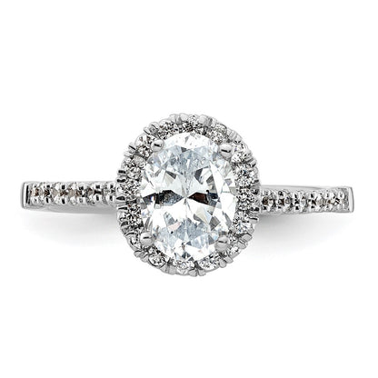 14k White Gold Halo (Holds 3/4 carat (7.5x5.4mm) Oval Center) 1/3 carat Diamond Semi-mount Engagement Ring