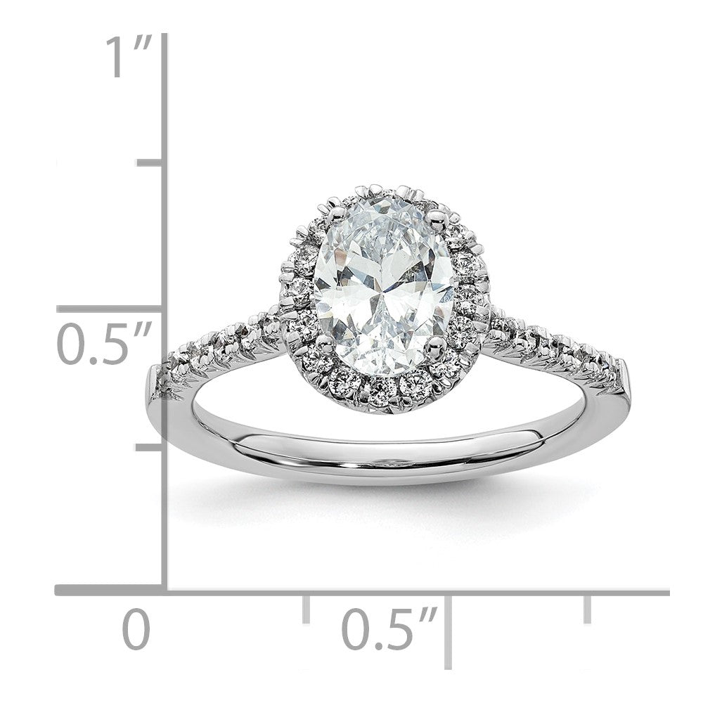 14k White Gold Halo (Holds 3/4 carat (7.5x5.4mm) Oval Center) 1/3 carat Diamond Semi-mount Engagement Ring