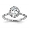 14k White Gold Halo (Holds 3/4 carat (7.5x5.4mm) Oval Center) 1/3 carat Diamond Semi-mount Engagement Ring