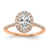 14k Rose Gold 3/8 carat Lab Grown Diamond VS/SI+ G+ 1 carat Center Oval Semi Mount Halo Engagement Ring