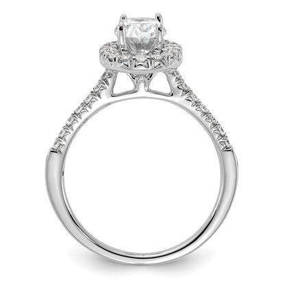 14k White Gold Halo (Holds 1 carat (8x5.7mm) Oval Center) 3/8 carat Diamond Semi-mount Engagement Ring