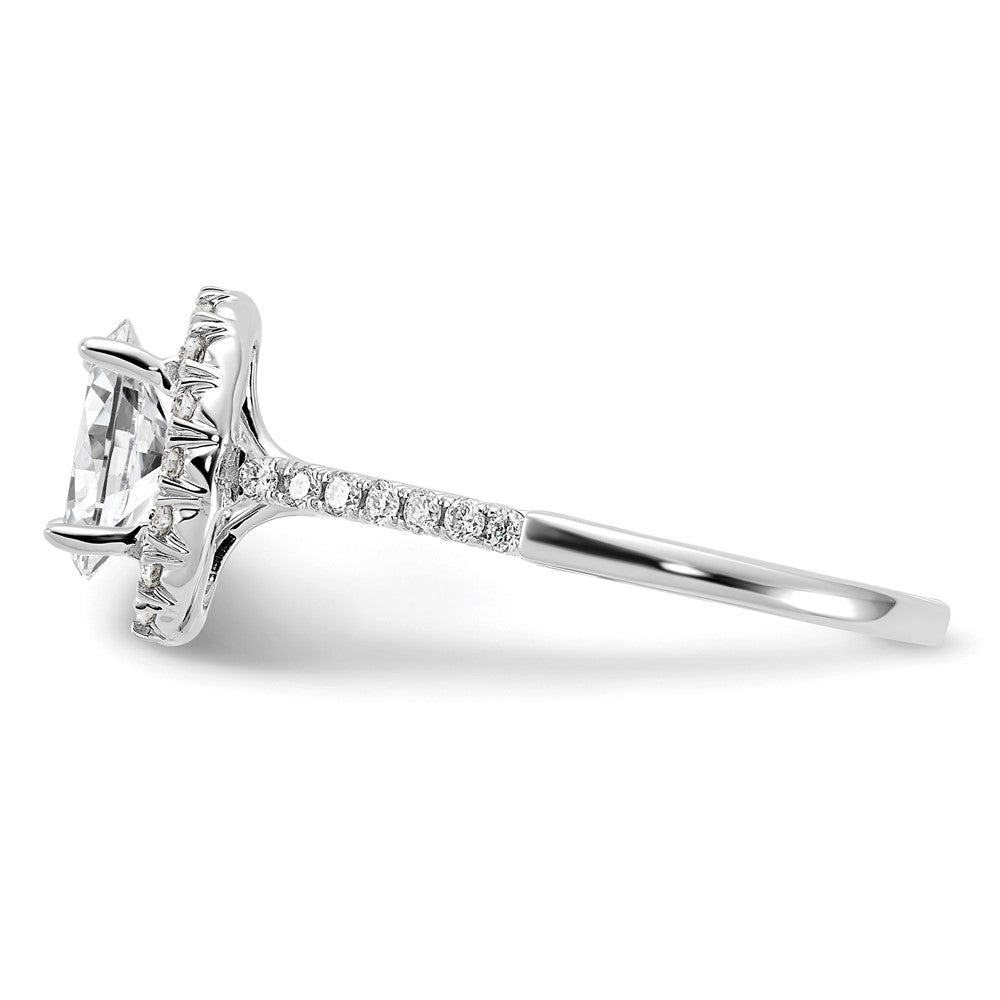 True Origin 14K White Gold 3/8 carat Lab Grown Diamond VS+ F+ Semi-Mount Oval Halo Engagement Ring