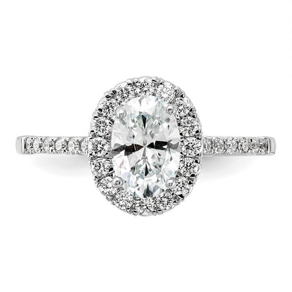 14k White Gold Halo (Holds 1 carat (8x5.7mm) Oval Center) 3/8 carat Diamond Semi-mount Engagement Ring