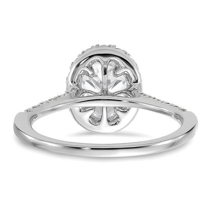 14k White Gold Halo (Holds 1 carat (8x5.7mm) Oval Center) 3/8 carat Diamond Semi-mount Engagement Ring