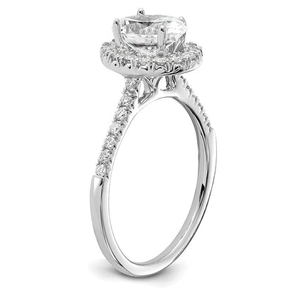 14k White Gold Halo (Holds 1 carat (8x5.7mm) Oval Center) 3/8 carat Diamond Semi-mount Engagement Ring